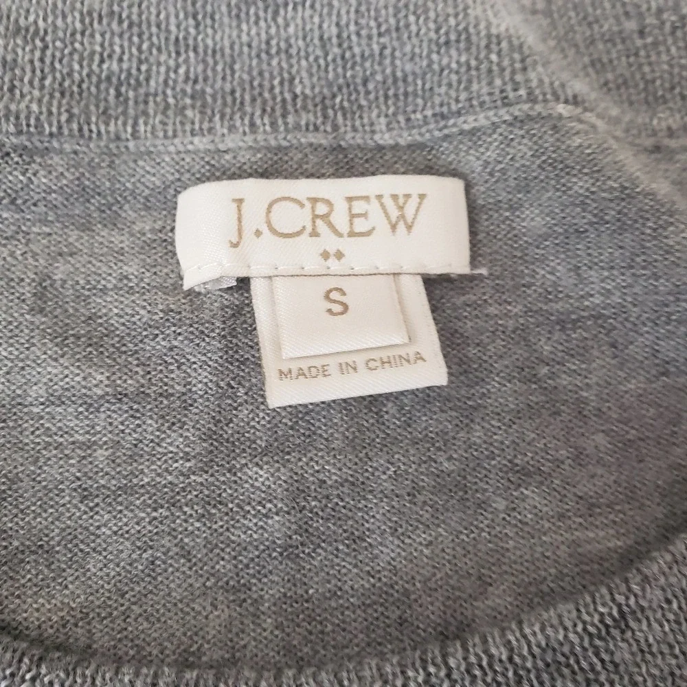 J. Crew Outlet Heather Gray Merino Wool Crewneck‎ Sweater Size Small